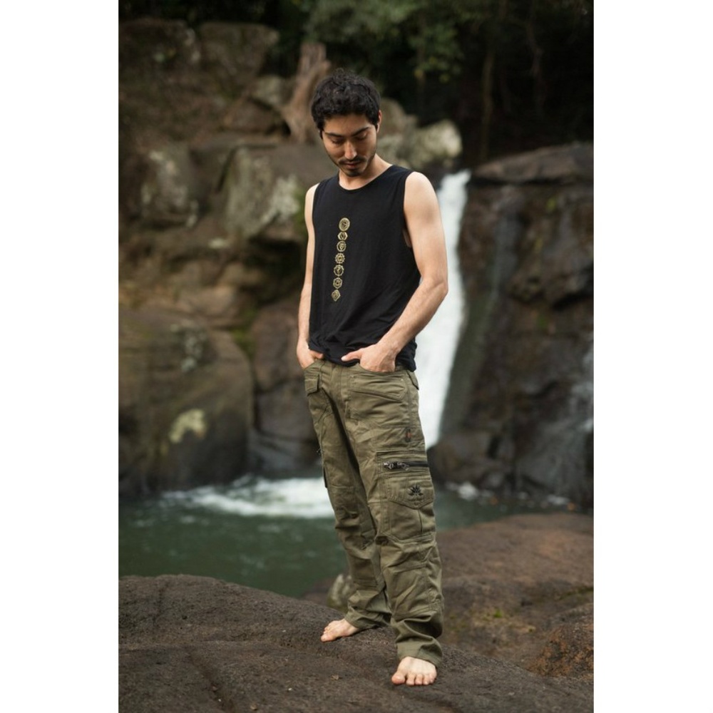 Touching Sounds Long Pants Olive Festival Clothing